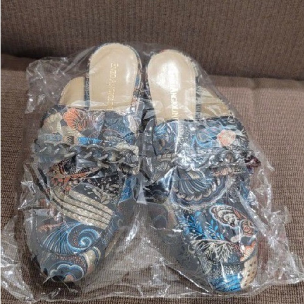 Enzo Angiolini Gilian Paisley Textile Slip-On Mules Women Size 7M
